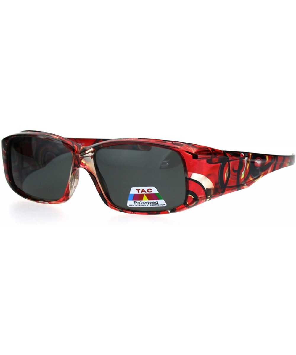 Polarized Womens Fashion Rectangular 57mm OTG Fit Over Sunglasses - Translucent Red - C1185DRO4LI $6.38 Rectangular