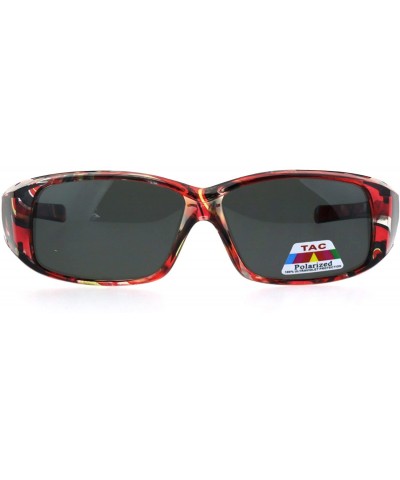 Polarized Womens Fashion Rectangular 57mm OTG Fit Over Sunglasses - Translucent Red - C1185DRO4LI $6.38 Rectangular