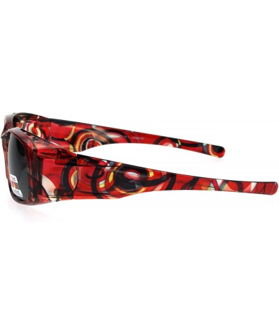 Polarized Womens Fashion Rectangular 57mm OTG Fit Over Sunglasses - Translucent Red - C1185DRO4LI $6.38 Rectangular