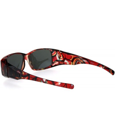 Polarized Womens Fashion Rectangular 57mm OTG Fit Over Sunglasses - Translucent Red - C1185DRO4LI $6.38 Rectangular