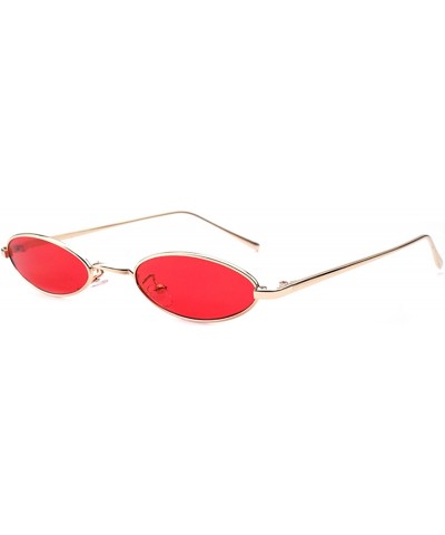 Vintage Slender Oval Sunglasses Small Metal Frame Candy Colors Sunglasses - Golden-red - C218EHSL757 $5.75 Rimless