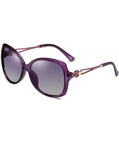 Luxury Women Polarized Sunglasses Retro Eyewear Oversized Goggles Eyeglasses - Purple Frame Purple Lens - CX196INEYYY $9.11 O...