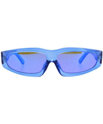 Triangle Lens Narrow Retro Futurism Plastic Mod Sunglasses - Blue - CW18K3ZZQ2I $11.27 Rectangular