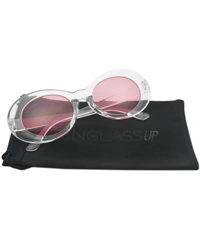 Oval Translucent Colorful Clout Goggles Frame Retro Color Transparent Neutral Lens Sun Glasses - Transparent - C4188LKERUE $7...