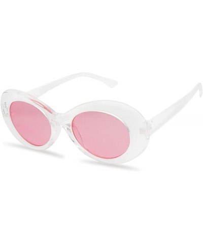 Oval Translucent Colorful Clout Goggles Frame Retro Color Transparent Neutral Lens Sun Glasses - Transparent - C4188LKERUE $7...