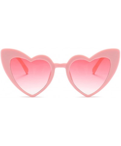 Women Oversized Love Heart Shaped Sunglasses Plastic Frame for Lady Big Girls - Pink/Pink Lens - CT18GDOWC2L $6.11 Goggle