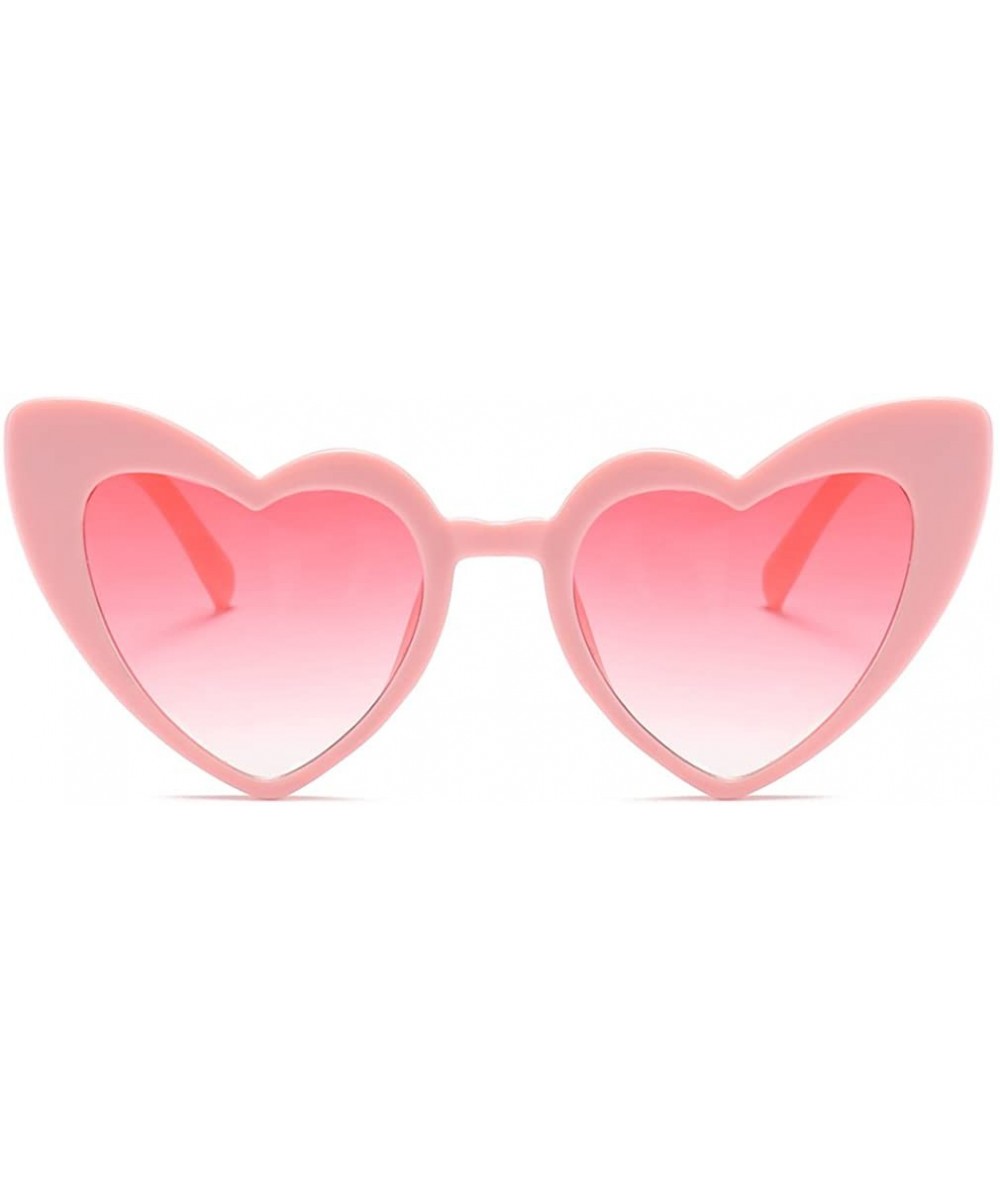 Women Oversized Love Heart Shaped Sunglasses Plastic Frame for Lady Big Girls - Pink/Pink Lens - CT18GDOWC2L $6.11 Goggle