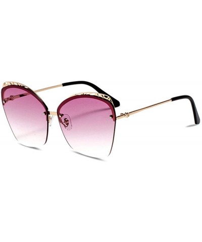 2019 new sunglasses ladies - frameless fashion sunglasses cat eye sunglasses - C - CE18SMUE4L5 $33.16 Aviator