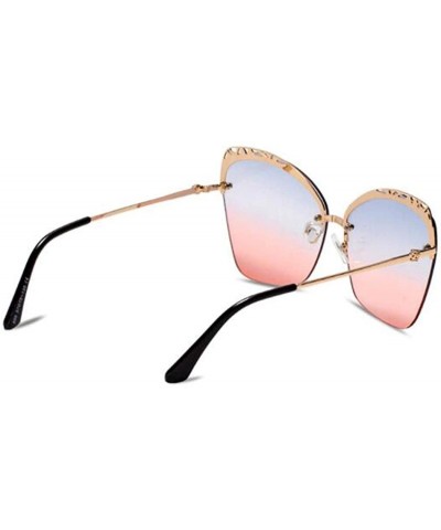 2019 new sunglasses ladies - frameless fashion sunglasses cat eye sunglasses - C - CE18SMUE4L5 $33.16 Aviator