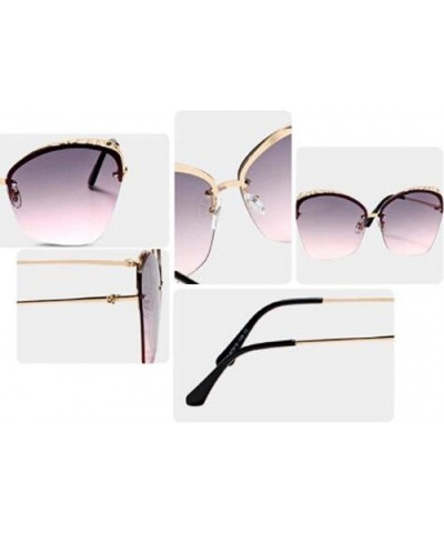 2019 new sunglasses ladies - frameless fashion sunglasses cat eye sunglasses - C - CE18SMUE4L5 $33.16 Aviator