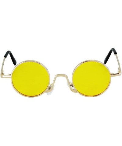 Vintage Slender Round Sunglasses Retro Small Metal Frame Candy Colors - Yellow - CM18UL6WLOQ $5.68 Round