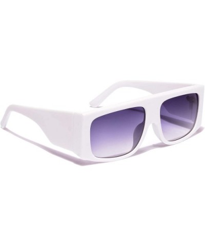 Women's Rectangular Sunglasses Plastic Frame - White - CP18WLGCD52 $7.61 Oversized
