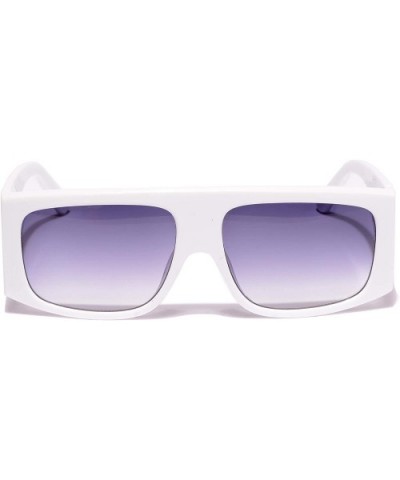 Women's Rectangular Sunglasses Plastic Frame - White - CP18WLGCD52 $7.61 Oversized