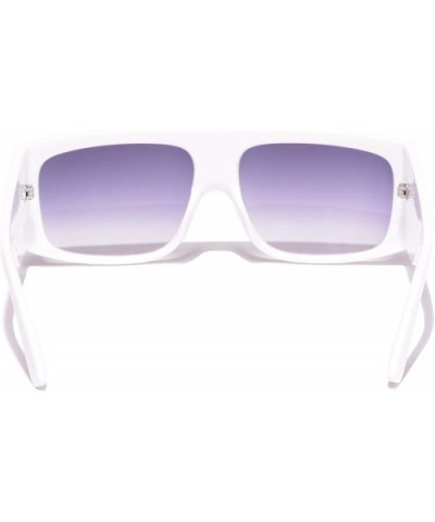 Women's Rectangular Sunglasses Plastic Frame - White - CP18WLGCD52 $7.61 Oversized