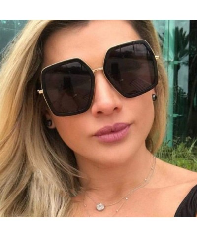 Oversized Square Sunglasses Women Luxury Vintage Sunglass Fashion Big Frame Sun Glasses UV400 - Blue - C5197A2YT9S $26.32 Sport