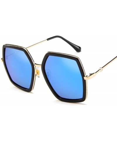 Oversized Square Sunglasses Women Luxury Vintage Sunglass Fashion Big Frame Sun Glasses UV400 - Blue - C5197A2YT9S $26.32 Sport