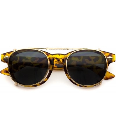 Fashion Vintage Clip On Lens Retro Sunglasses - Tortoise/Black Lens - CK12DZV7Y6P $10.78 Aviator