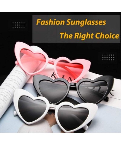 Heart Sunglasses Clout Goggles Vintage Women Cat Eye Retro Mod Style Oversized Sun Glasses - Black - CV18904OIZS $7.19 Oval