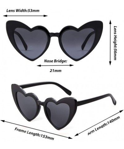 Heart Sunglasses Clout Goggles Vintage Women Cat Eye Retro Mod Style Oversized Sun Glasses - Black - CV18904OIZS $7.19 Oval