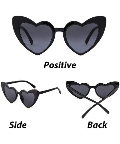 Heart Sunglasses Clout Goggles Vintage Women Cat Eye Retro Mod Style Oversized Sun Glasses - Black - CV18904OIZS $7.19 Oval