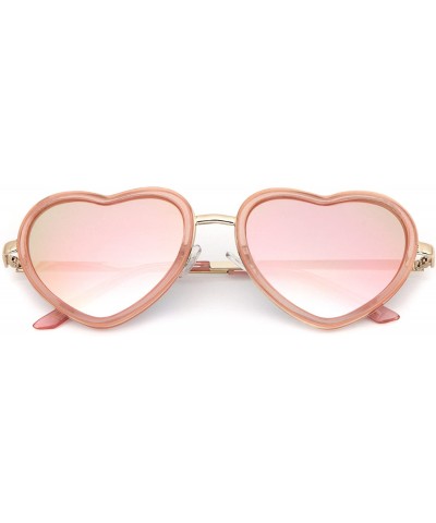 Pink Double Plastic Metal Frame Heart Shaped Sunglasses - Pink - C01874UUL6L $10.82 Butterfly