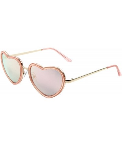 Pink Double Plastic Metal Frame Heart Shaped Sunglasses - Pink - C01874UUL6L $10.82 Butterfly