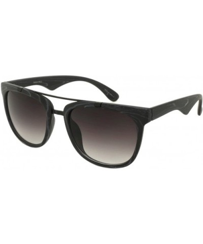 Wood Pattern Horned Rim Sunglasses with Double Crossbar 540817WD-AP - Black-wood - CU12I5DOYN9 $6.54 Aviator