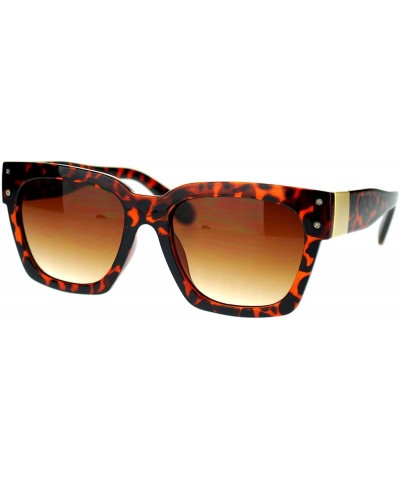 Designer Fashion Sunglasses Bold Retro Square Frame Unisex - Tortoise - CZ11P3LUN0Z $7.52 Square