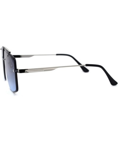 Rimless Squared Flat Top Luxury Racer Sunglasses - Silver Blue Smoke - CT197LY7UTC $9.89 Square