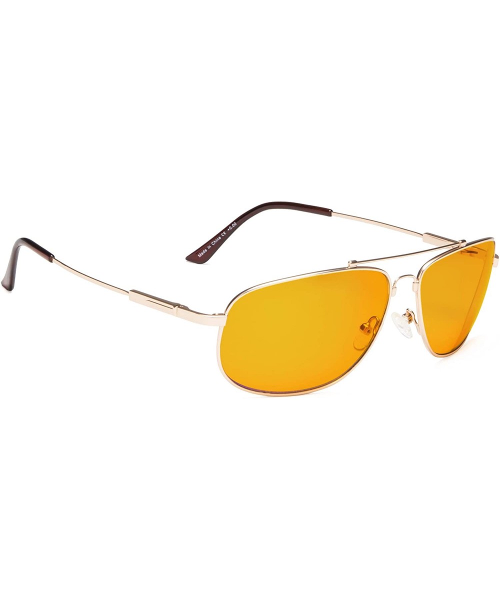 Light Blocking Glasses Amber(Orange) Tinted Lens Blocks 100% of Blue/UV Rays Memory Frame Men Women - Gold - C318Q6S76AG $21....