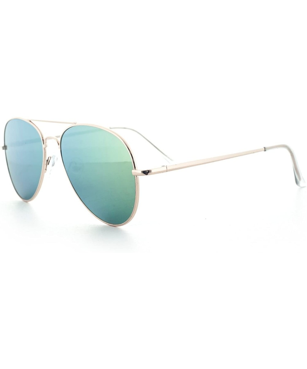 Pure Flat Flash Lens Aviator Sunglasses UV400 - Yellow - C112E3FUJ91 $7.50 Aviator