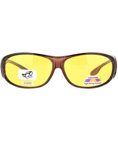 63mm Night Driving Polarized Lens Light Weight Plastic Fit Over Sunglasses - Brown - C218MHIMC47 $6.36 Oval