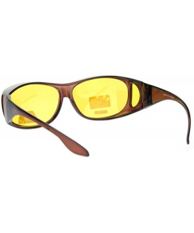 63mm Night Driving Polarized Lens Light Weight Plastic Fit Over Sunglasses - Brown - C218MHIMC47 $6.36 Oval