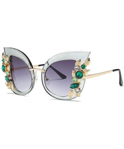 Oversized Cat Eyes Sunglasses Polarized-Fashion Women Diamond Shade Glasses - J - CO190O4WMGC $22.62 Rectangular