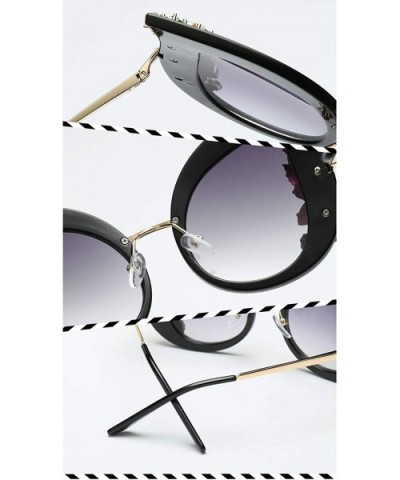 Oversized Cat Eyes Sunglasses Polarized-Fashion Women Diamond Shade Glasses - J - CO190O4WMGC $22.62 Rectangular