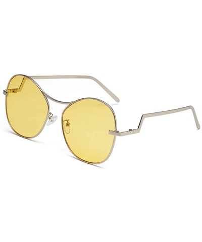 Large frame women sunglasses fashion trend metal sunglasses-Marine yellow - C0197ZU62DR $15.65 Sport