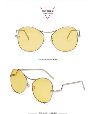 Large frame women sunglasses fashion trend metal sunglasses-Marine yellow - C0197ZU62DR $15.65 Sport