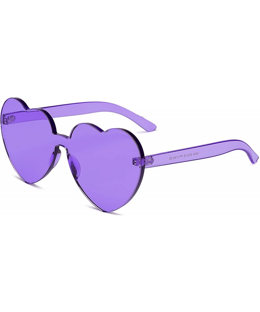 Fashion Rimless One Piece Clear Lens Color Candy Sunglasses - Purple - CF18EROHEH8 $5.61 Square