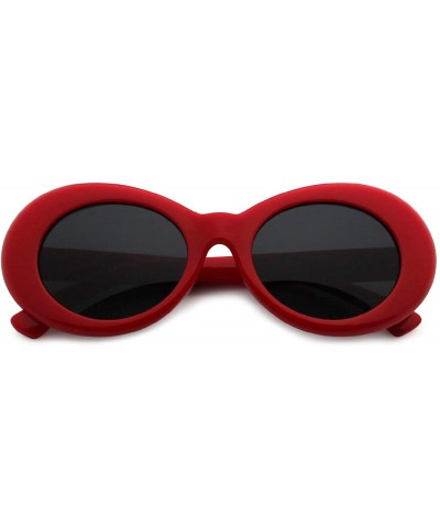 Oversized Colorful One Piece Square Sunglasses Flat Gradient Transparent Lenses Party Sun Glasses - Oval Red - CW18S8TWNMH $5...