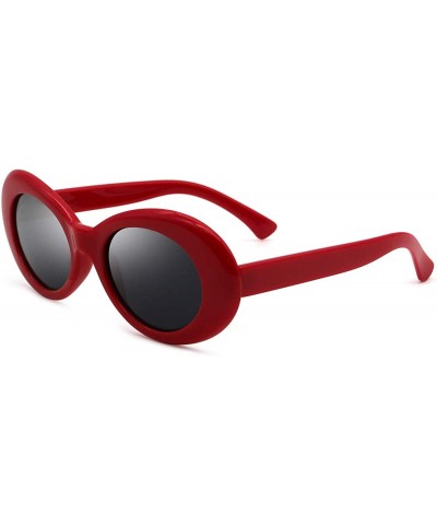 Oversized Colorful One Piece Square Sunglasses Flat Gradient Transparent Lenses Party Sun Glasses - Oval Red - CW18S8TWNMH $5...