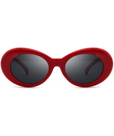 Oversized Colorful One Piece Square Sunglasses Flat Gradient Transparent Lenses Party Sun Glasses - Oval Red - CW18S8TWNMH $5...