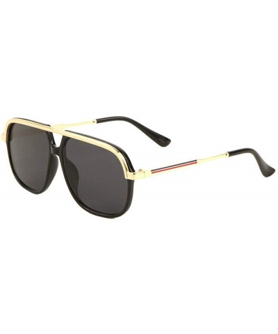 Apex Square Classic Retro Turbo Aviator Sunglasses - Black & Gold Metallic Frame - CI18W3A0I7R $10.17 Square