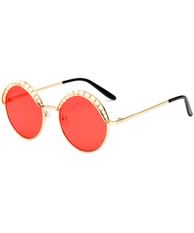 Ladies Sunglasses Retro Pearl Eyebrow Sunglasses Fashion Cat Eyes Round Frame Sunglasses - CZ18X7NT52K $44.04 Cat Eye