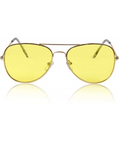 Night Driving Glasses Yellow Lens Glasses Aviator Round - Aviator Yellow - CH18W6KYGCL $5.97 Round