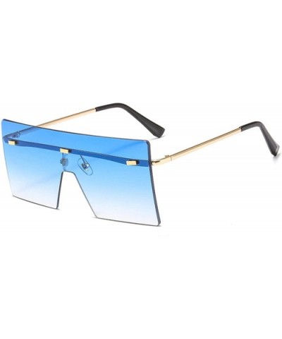 Oversized Sunglasses Women Rimless Fashion Gradient Sun Glasses Rivets UV400 Metal Men Shades - C4 Gold-grey - CB198A5S8GS $3...