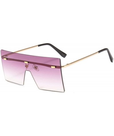 Oversized Sunglasses Women Rimless Fashion Gradient Sun Glasses Rivets UV400 Metal Men Shades - C4 Gold-grey - CB198A5S8GS $3...