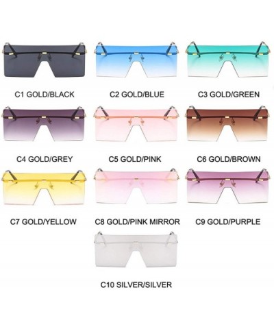 Oversized Sunglasses Women Rimless Fashion Gradient Sun Glasses Rivets UV400 Metal Men Shades - C4 Gold-grey - CB198A5S8GS $3...