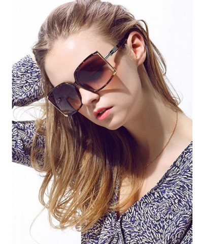 New Women's Oversized Square sunglasses Protection Eye Glasses With Case - Leopard - CK12D1F4TAN $9.06 Butterfly