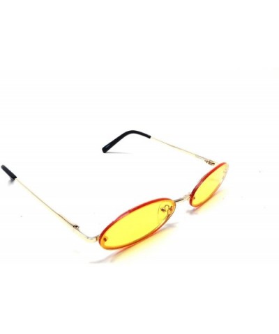 Slim Rimless Oval Elliptical Luxury Sunglasses - Gold Metallic Frame - C118QIWQWIA $9.26 Rectangular