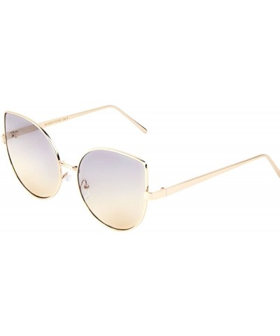 Flat Lens Oceanic Color Cat Eye Sunglasses - Clear Brown - CO1908H9SLH $12.67 Cat Eye